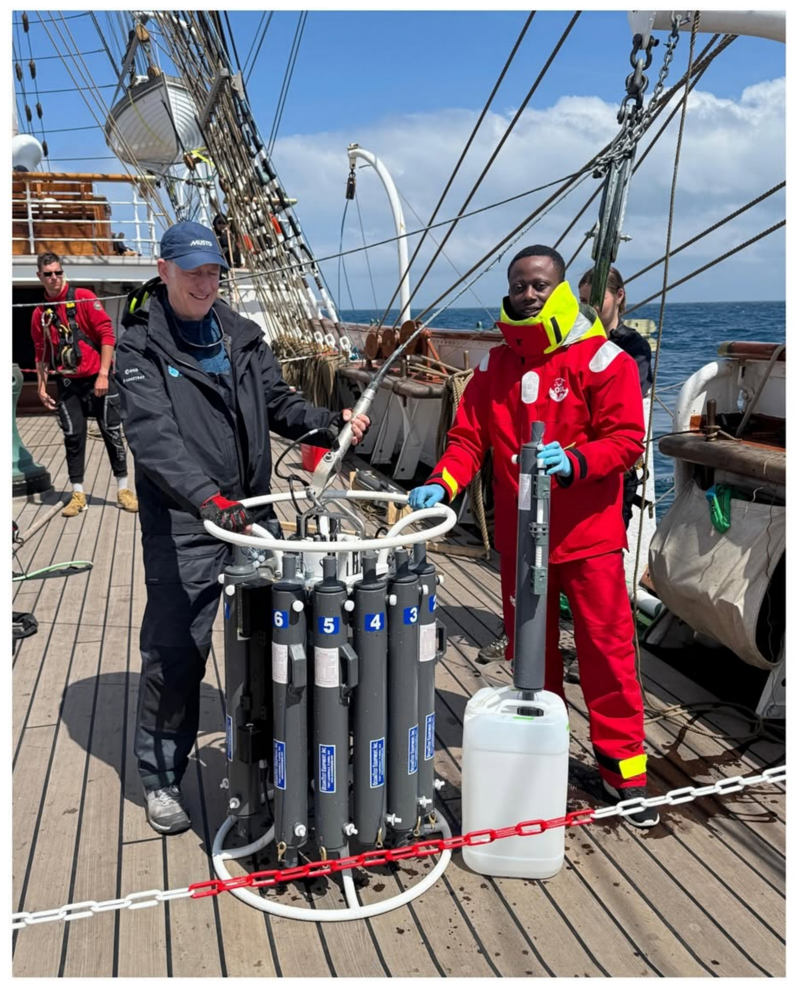 CTD rosette oceanographic sampling at sea